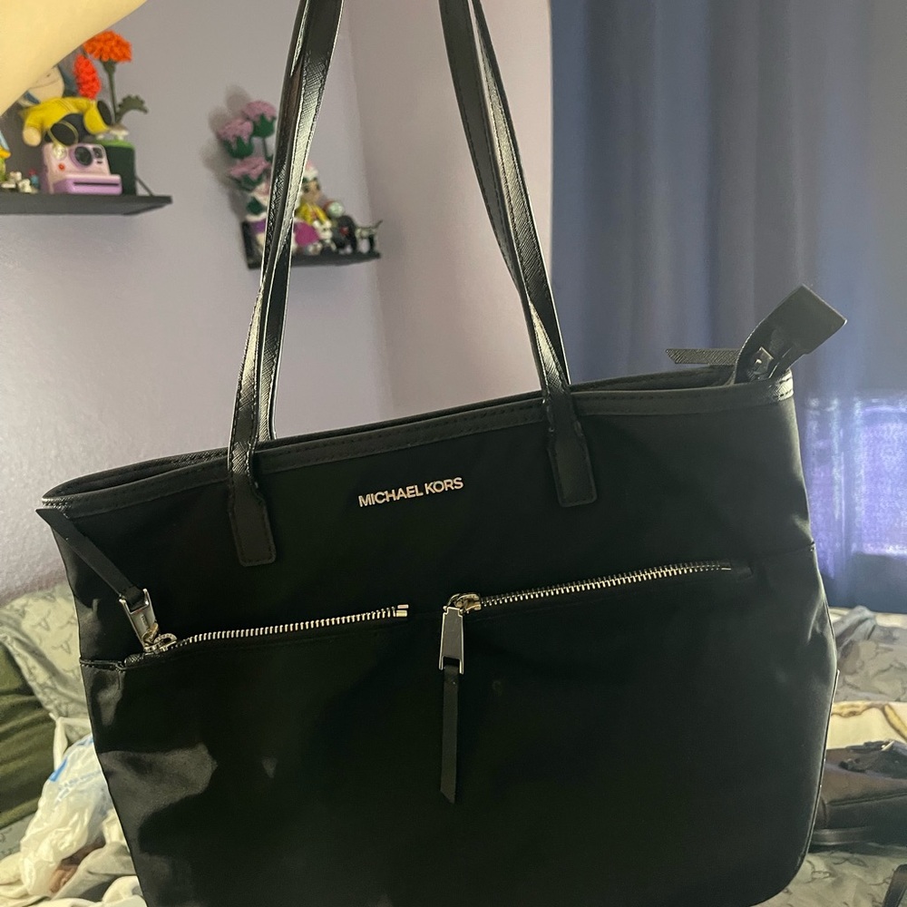 Michael Kors Black Tote with Silver Zipper